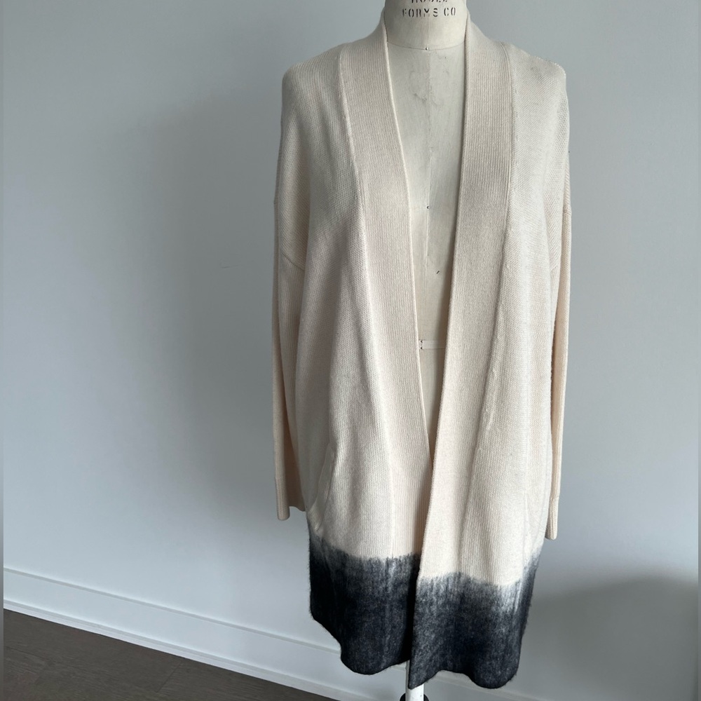 Lord & Taylor Cream and Black Gradient Cardigan